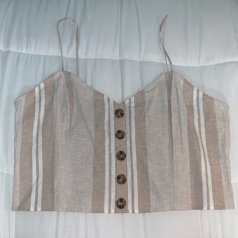 Express Khaki striped cropped tank in size XL